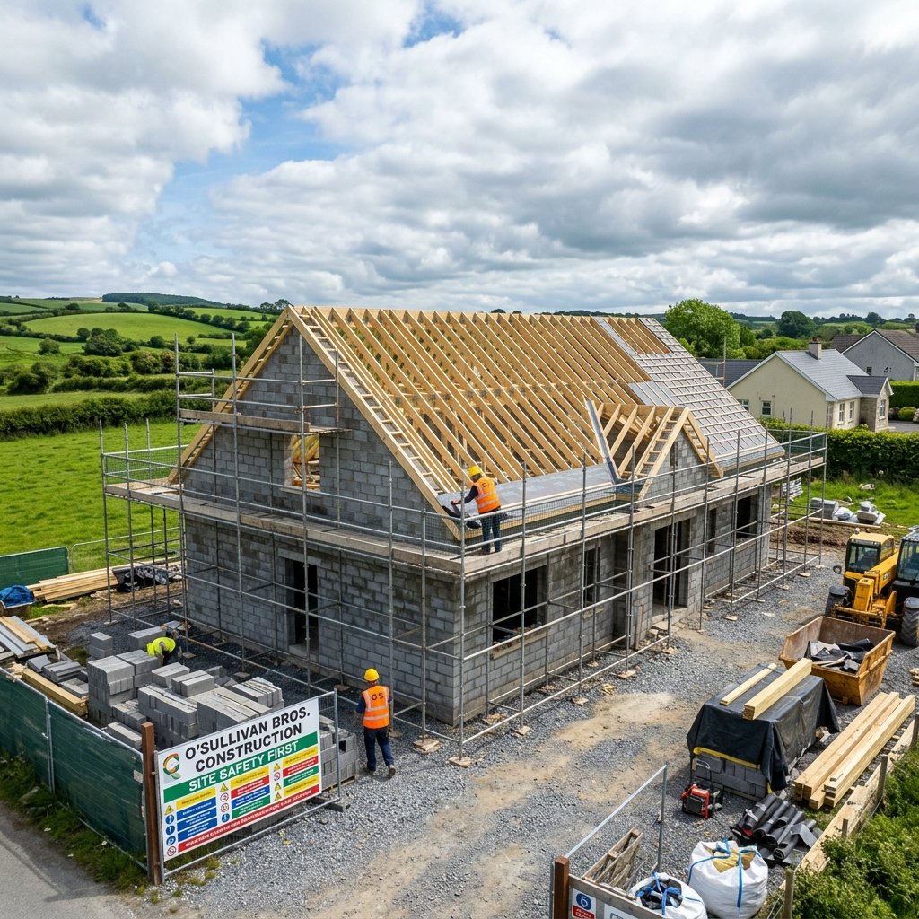 Construction progress on residential property in Ireland